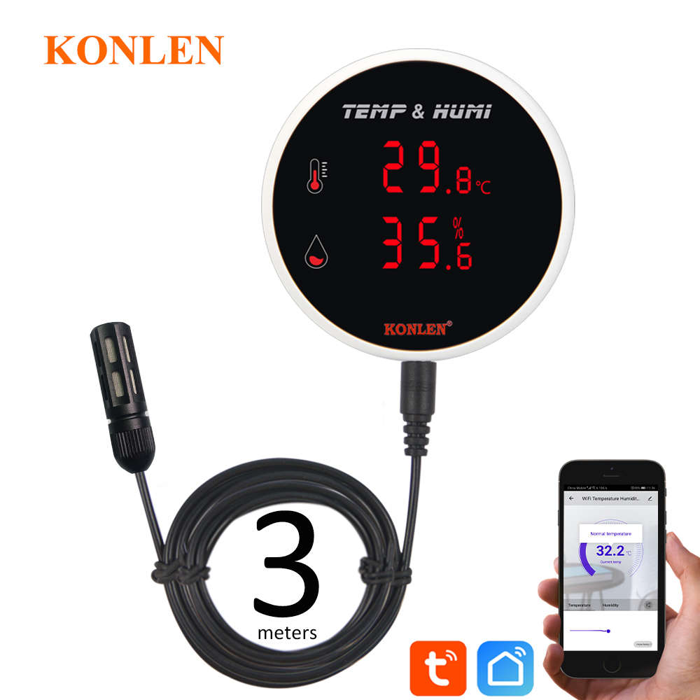 Digital Hygrometer Probe - Tuya WIFI 温度湿度センサー温度計湿度計スマートライフ水分プローブ家庭用植物 google ホーム alexa