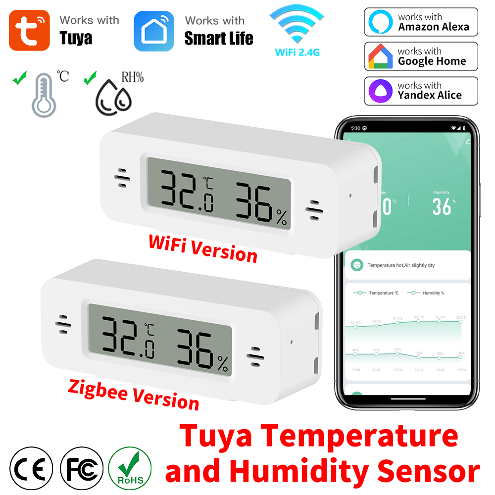 Digital Hygrometer Probe - Tuya WiFi/Zigbee 温度湿度センサー スマートホームオートメーション 温度計 湿度計