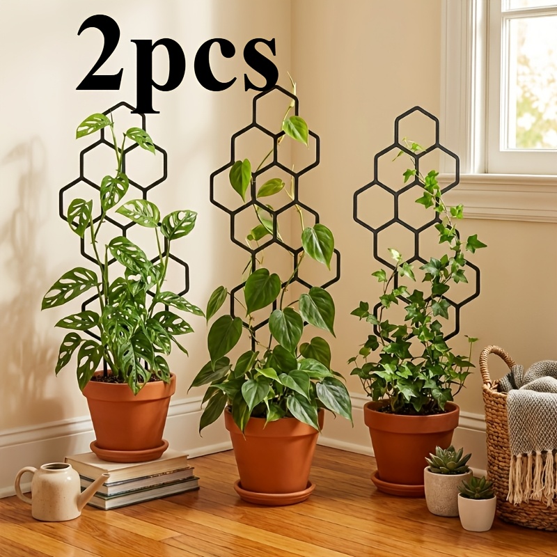 Vine Climbing Plastic - 2つのつる性植物育成器具、つる性植物や花用の植木鉢付き、屋内および屋外の園芸に省スペース化、省スペース化された庭園づくりに最適