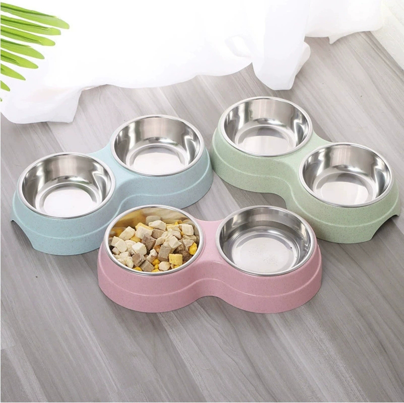 Royal Canin Food Medium - 1個入りステンレス製ダブルドッグボウル、滑り止めベース付き、取り外し可能なペットフード＆ウォーターボウル、小型犬・中型犬・猫用、4色展開
