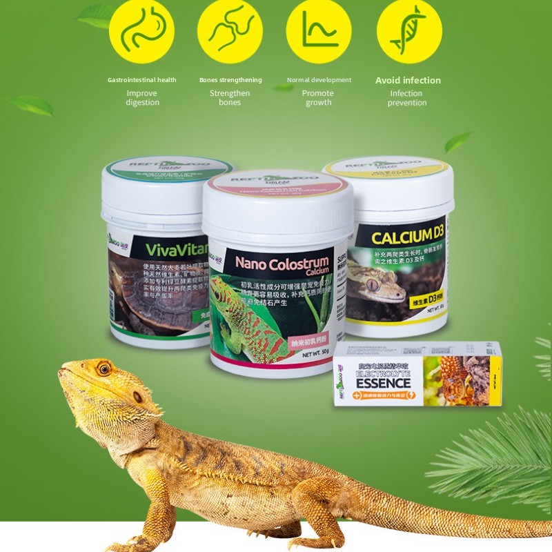Vitamin D3 Reptile - Reptizoo 爬虫類カルシウムパウダー & D3 - カメ、フトアゴヒゲトカゲ、レオパードゲッコー用の必須ビタミンサプリメント