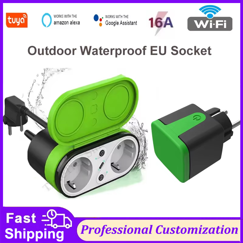Tuya EU 16A Wifiスマート屋外プラグスイッチソ - Timer Dual Outlet のレビューと価格