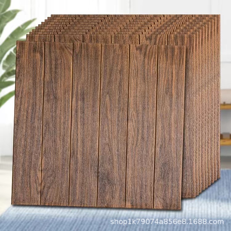 木目調 3D 壁パネル、自己粘着防水壁紙、リビングルーム、ベ - Pvc Panel Background のレビューと価格