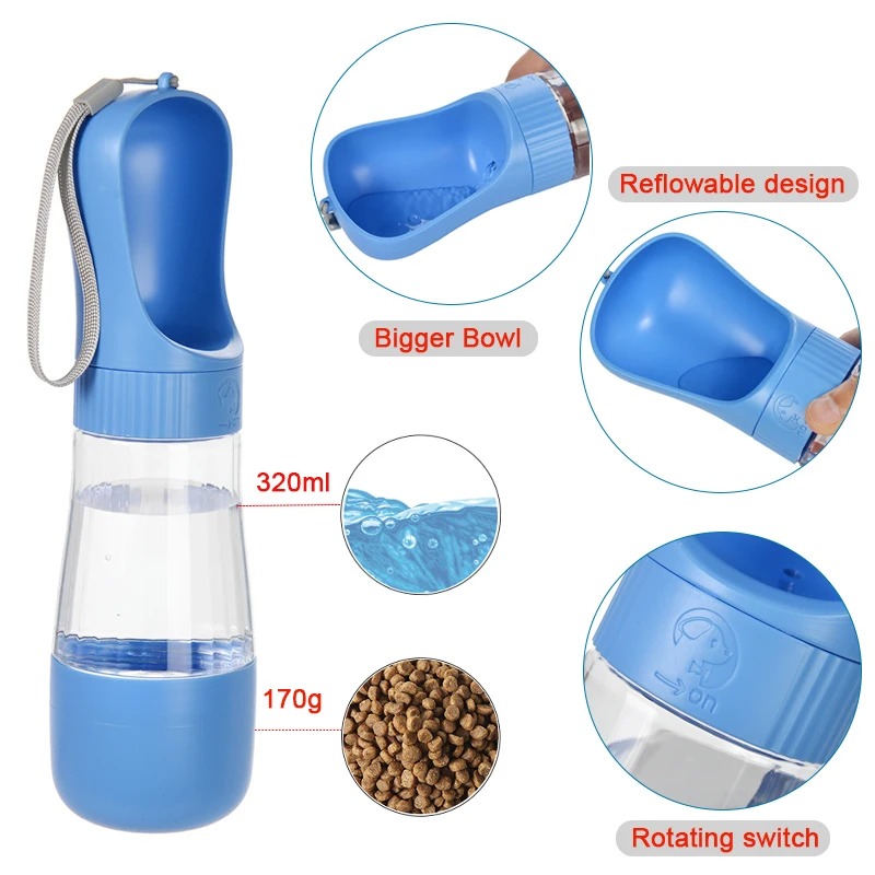 320MLポータブル犬用ウォーターボトル、フードコンテナ付き - Royal Canin Food Medium のレビューと価格