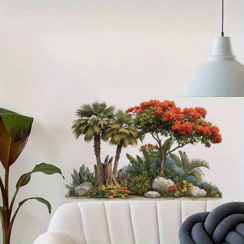 熱帯植物の花の木の壁のステッカー自己粘着性の新鮮なシンプルな - Pvc Panel Background のレビューと価格